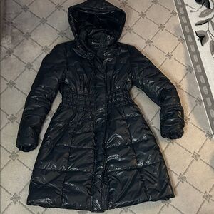 Vintage Platinum Stylish Women's Blue Green Hooded Puffer Coat